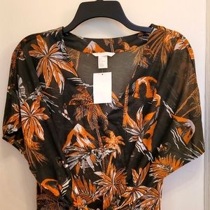 H&M Retro Tropical Print Swimsuit Cover Up Size Large